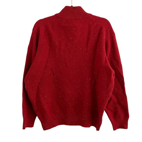 Jos A Bank Mens XL Quarter Zip Pullover Sweater Lambswool Blend Red Funnel Neck - Picture 2 of 9